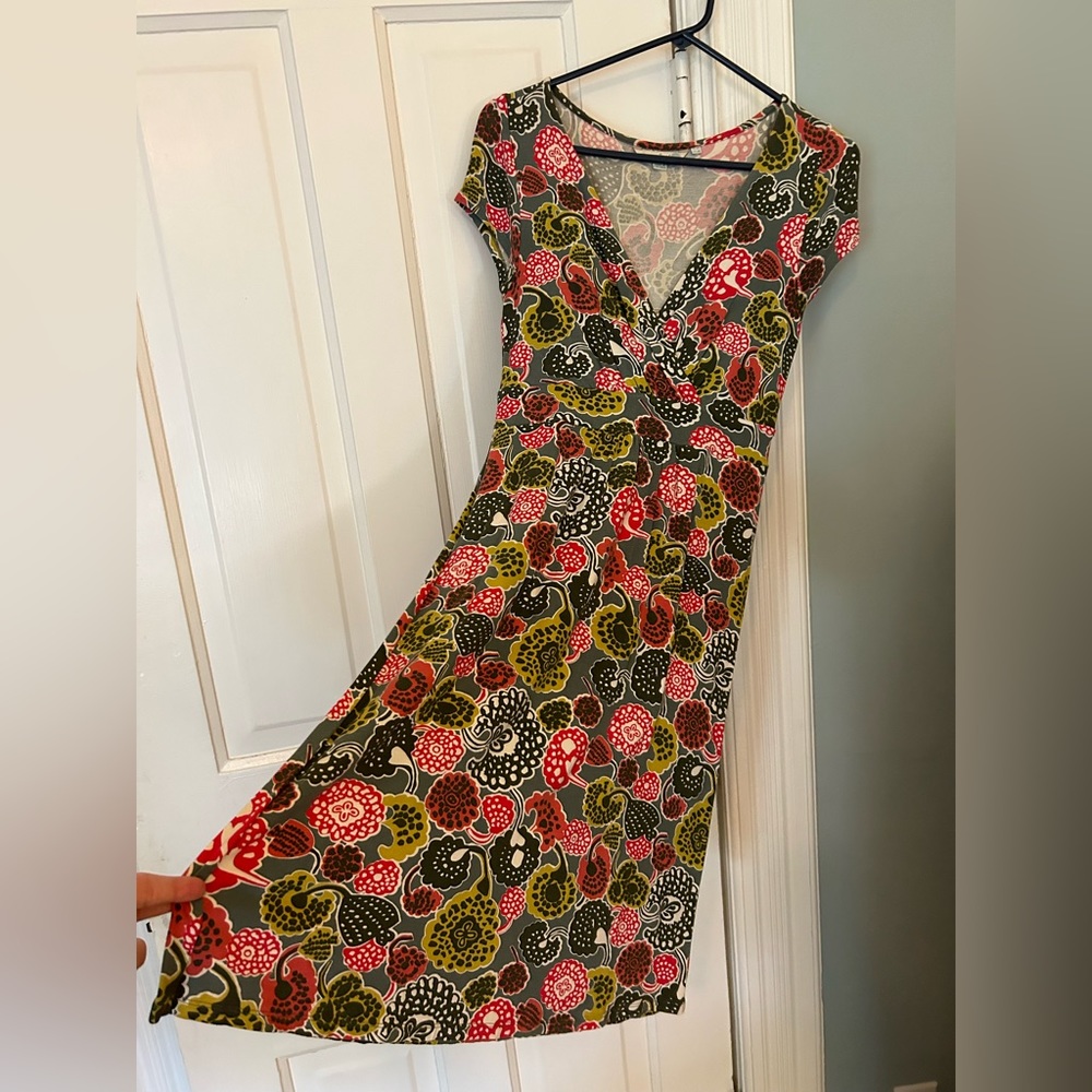 Boden jersey dress - colorful pink and gray